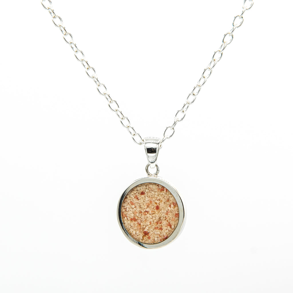 Round Flat Pendant on Cable Chain, Sterling Silver - TN557