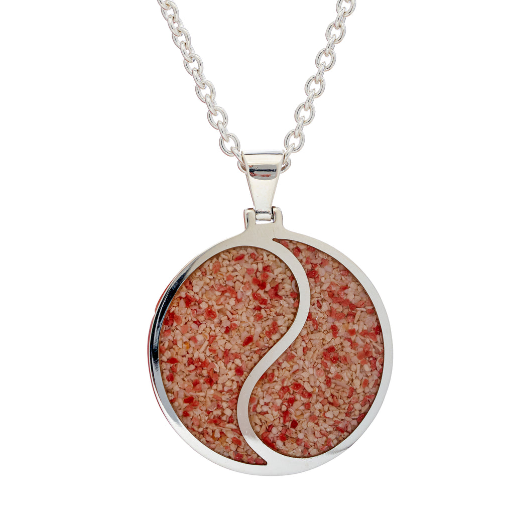 Sterling Silver Yin Yang Round Pendant, cable link chain - TN526