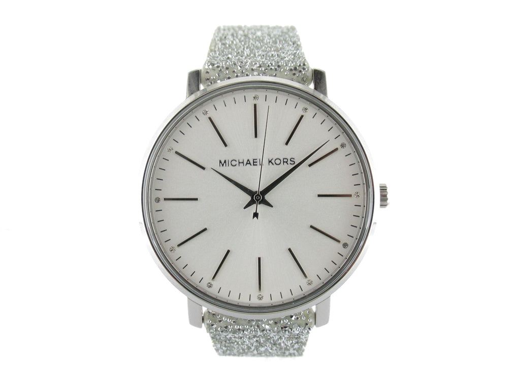 Michael Kors Steel & Sequined White Leather Watch - KOR2877