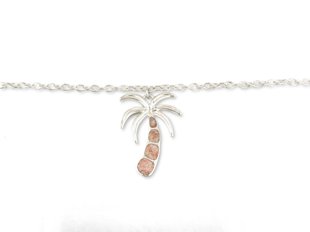 Sterling Silver Island Sand Palm Tree Anklet - SA206-10"