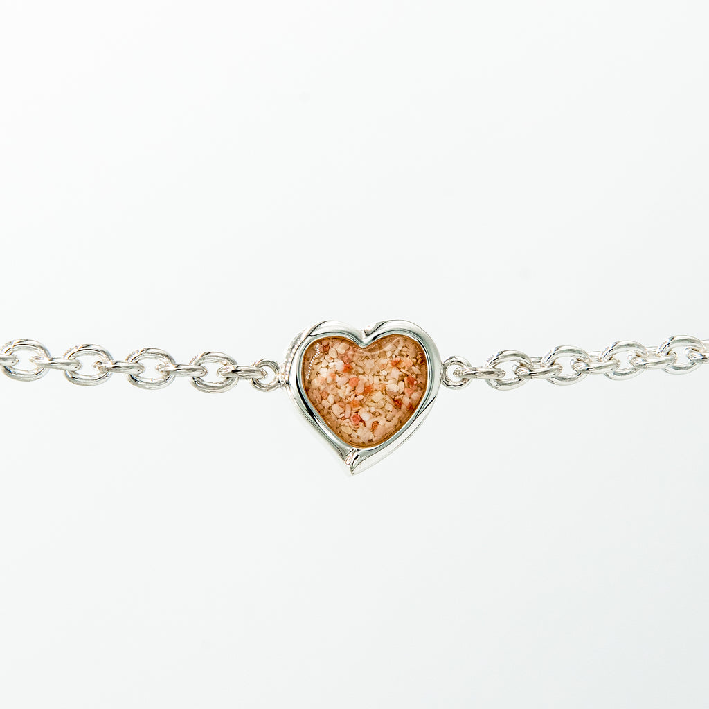 Heart Charm Bracelet on Cable Chain, Sterling Silver - TB959 7.5"