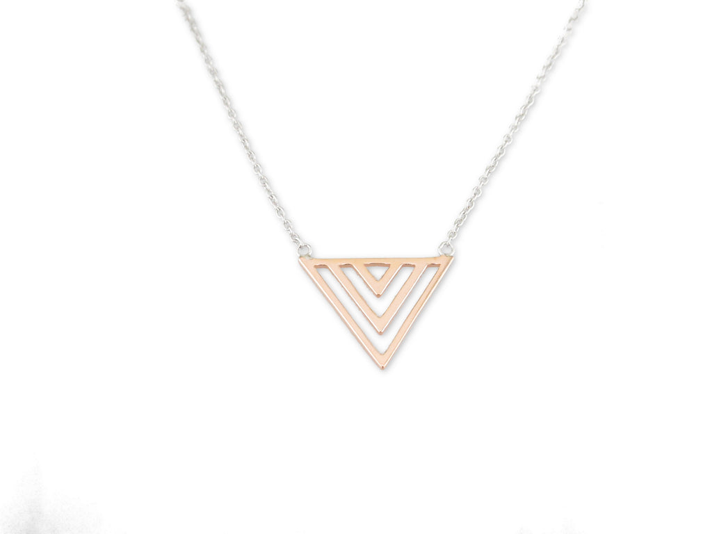 Sterling Silver and Rose Gold Plate Triangle Necklace - TN1191RGP