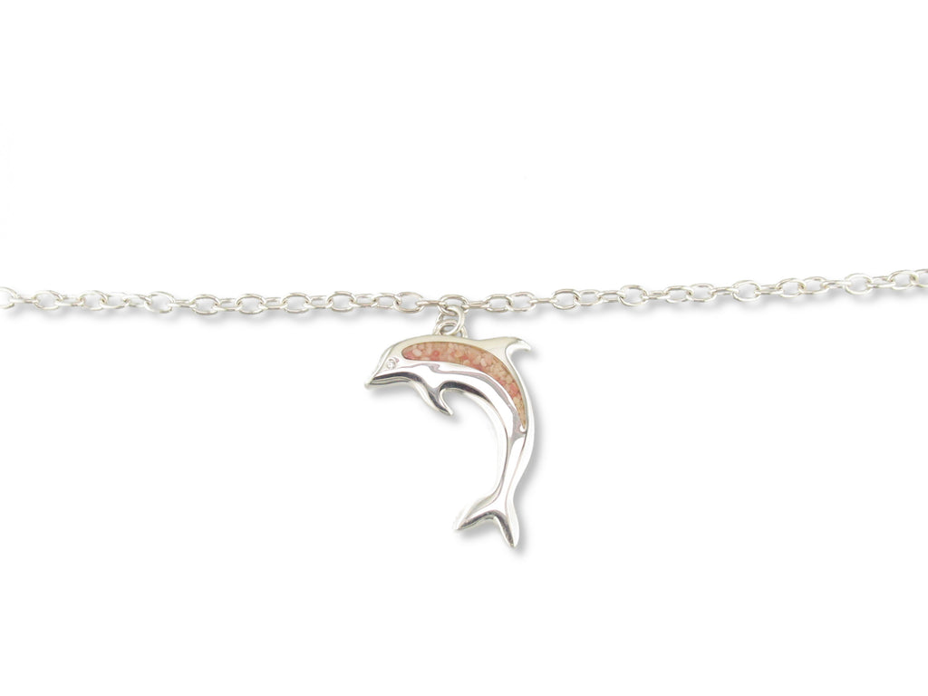 Sterling Silver Island Sand Dolphin Anklet - SA209-10"